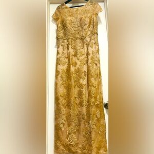 Gold lace overlay long gown size 12
